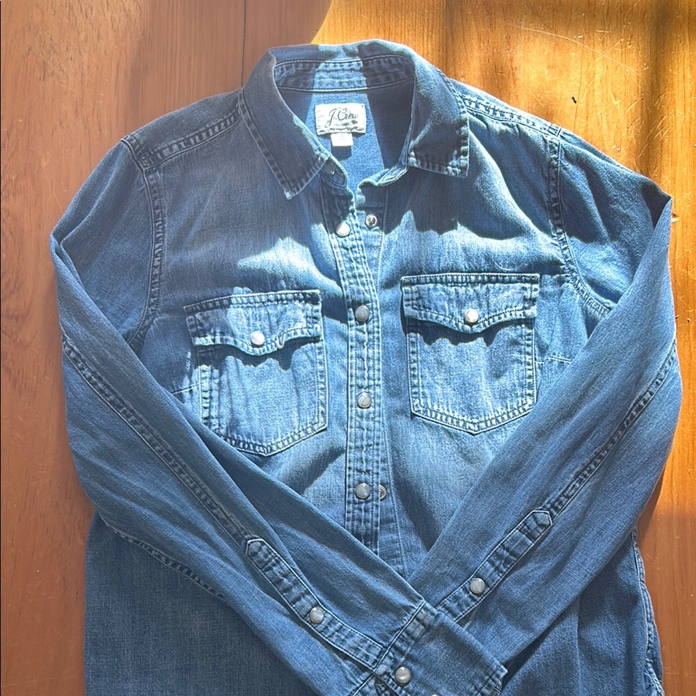 J Crew chambray snap button shirt